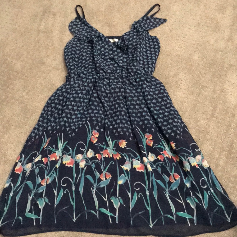 Blue floral spaghetti strap dress
